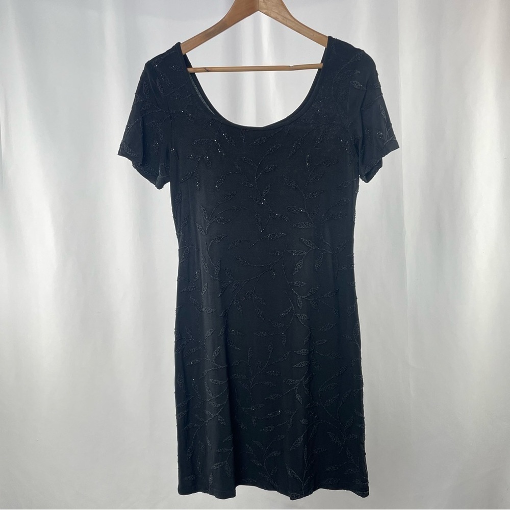 Trio New York Beaded Short‎ Sleeve Dress in Black Size Small